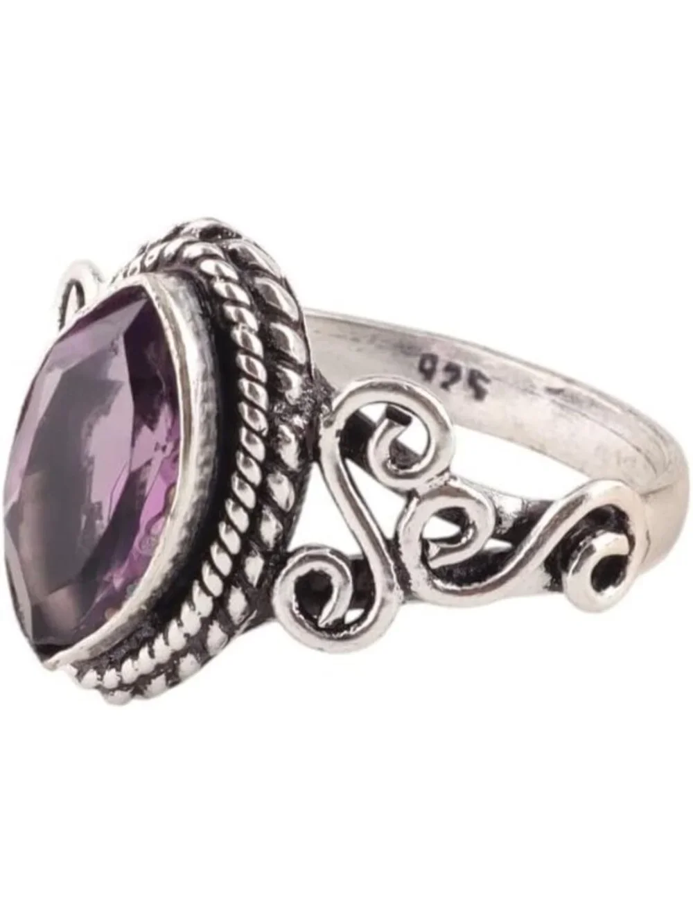 Handmade Bohemian 925 Sterling Silver Ring, Natural Semi-Precious Gemstone